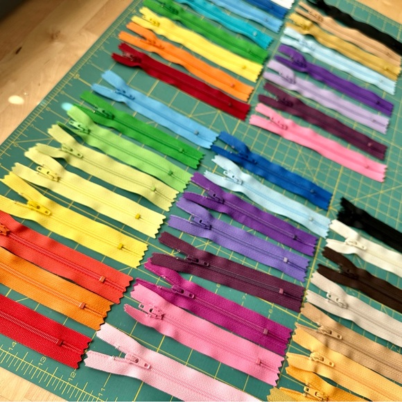 Other - 42 zippers: 4-inch and 5-inch, variety of colors for sewing